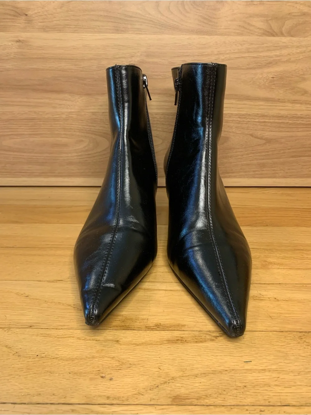 Mango Pointed Heel Ankle Boots in Black - Size 6